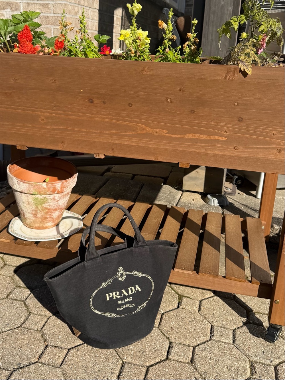 Prada Black Canvas Tote with Logo - Picture 8 of 12